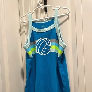 Blue Tank top with a volleyball printed on